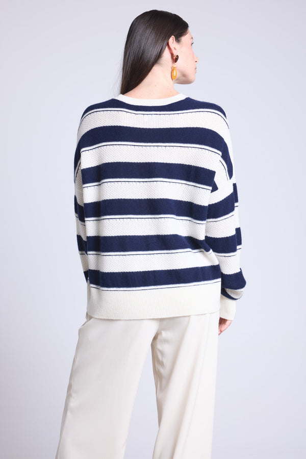 Pull Col Rond Texture A Rayures Bridget