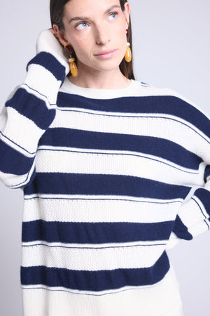 Pull Col Rond Texture A Rayures Bridget
