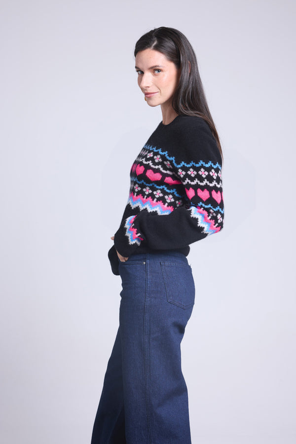 Pull Col Rond Montagne coeur Fanny