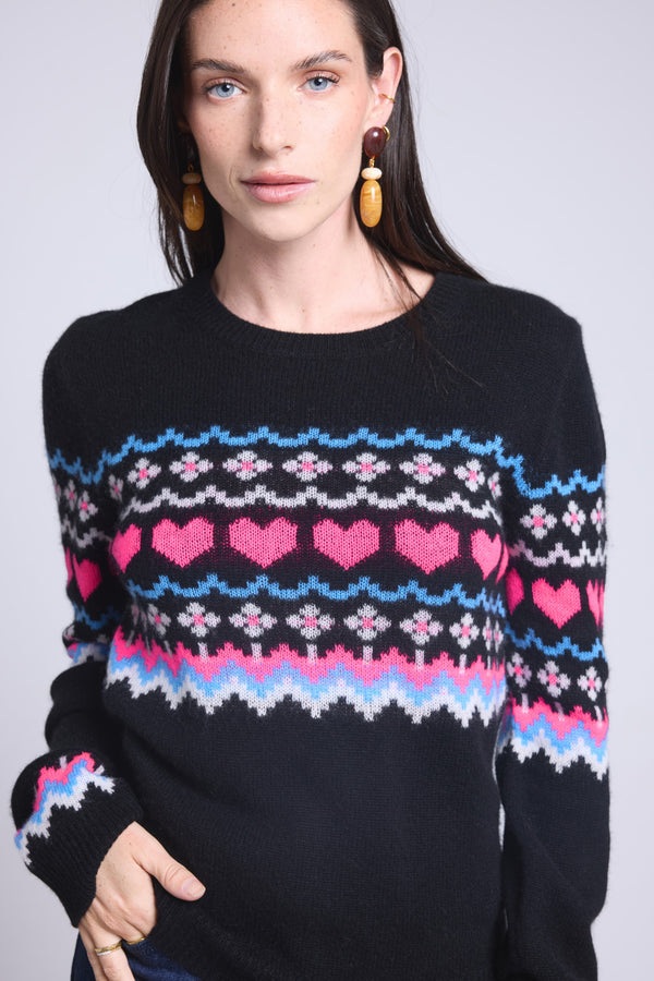 Pull Col Rond Montagne coeur Fanny