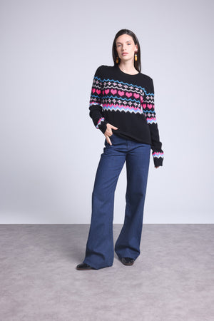 Pull Col Rond Montagne coeur Fanny