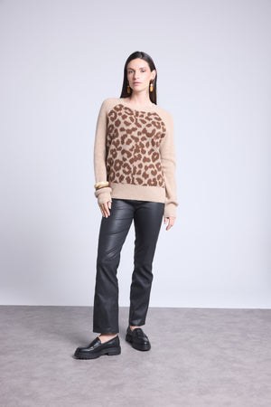 Pull Col Rond Jacquard Leopard Lara