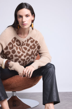 Pull Col Rond Jacquard Leopard Lara