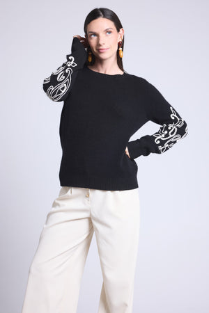 Pull Col Rond Broderie Manches Micha