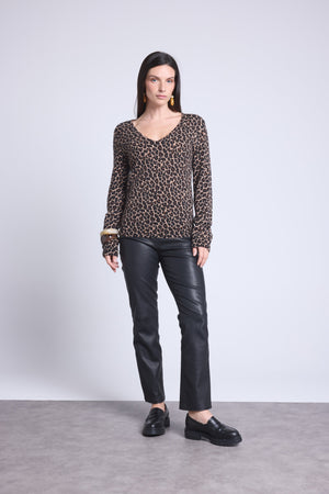 Pull Col Rond Print Leopard Noemi