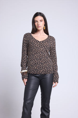 Pull Col Rond Print Leopard Noemi