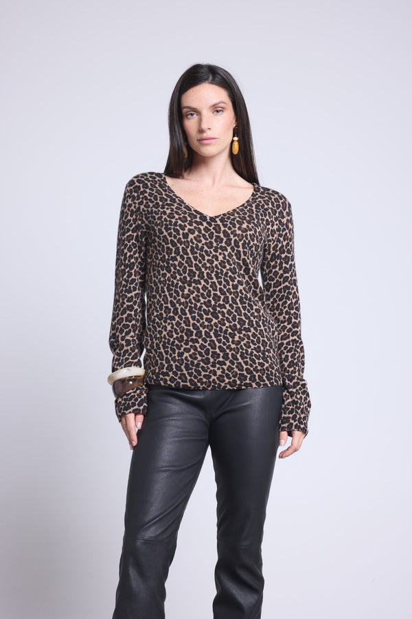 Pull Col Rond Print Leopard Noemi