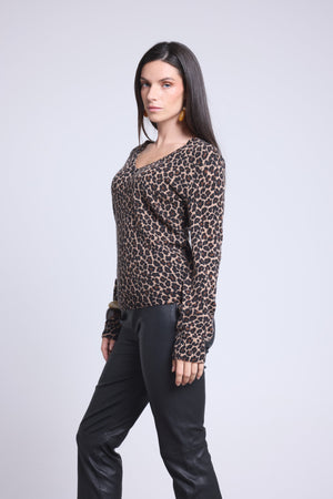 Pull Col Rond Print Leopard Noemi