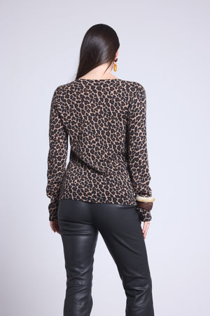 Pull Col Rond Print Leopard Noemi
