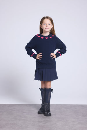 Pull Col Rond Cœurs Col Et Poignets Pearl