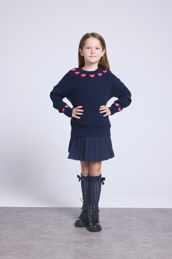 Pull Col Rond Cœurs Col Et Poignets Pearl