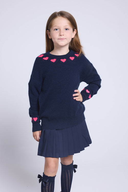 Pull Col Rond Cœurs Col Et Poignets Pearl