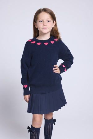 Pull Col Rond Cœurs Col Et Poignets Pearl