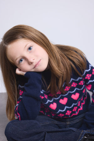 Pull Col Rond Montage Cœurs Peppa