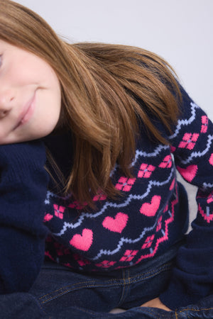 Pull Col Rond Montage Cœurs Peppa