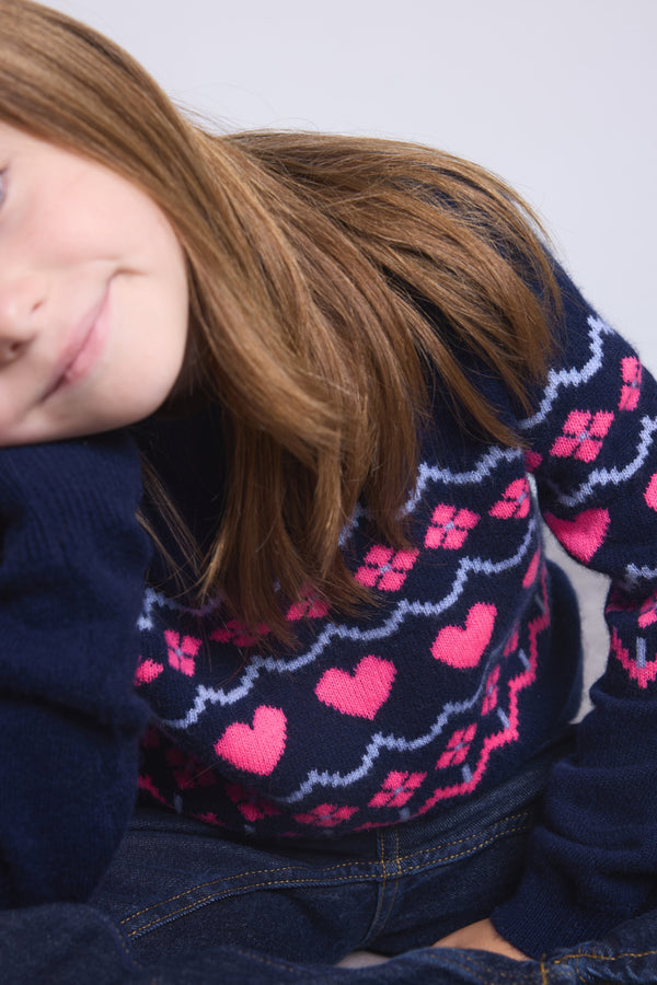 Pull Col Rond Montage Cœurs Peppa