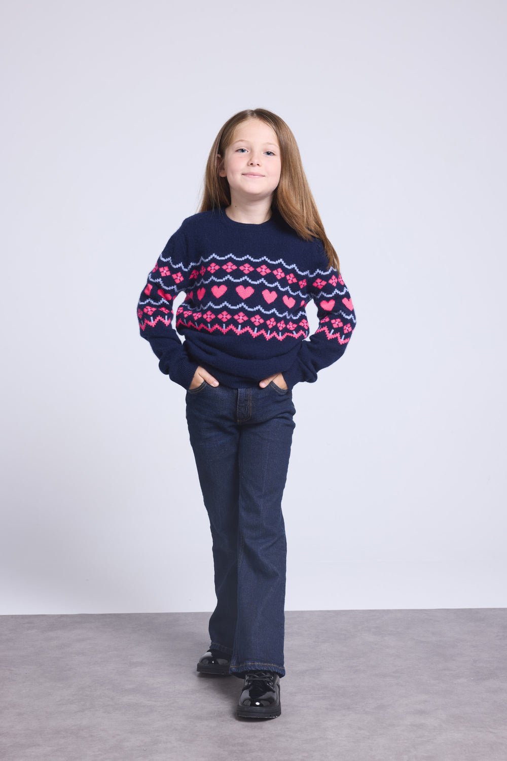 Pull Col Rond Montage Cœurs Peppa