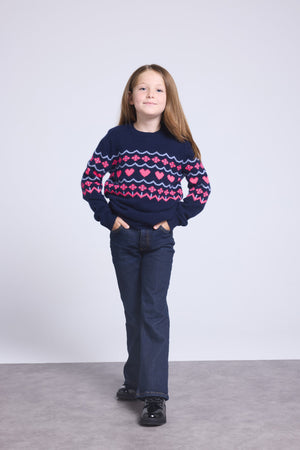 Pull Col Rond Montage Cœurs Peppa