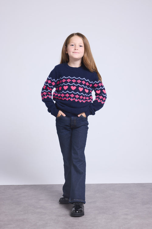 Pull Col Rond Montage Cœurs Peppa