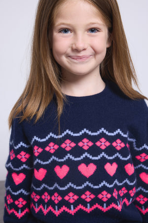 Pull Col Rond Montage Cœurs Peppa