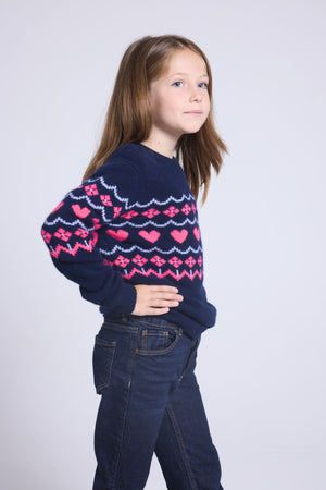 Pull Col Rond Montage Cœurs Peppa