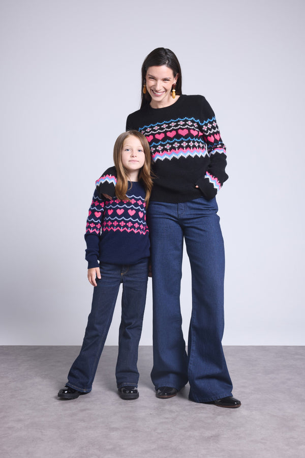 Pull Col Rond Montage Cœurs Peppa