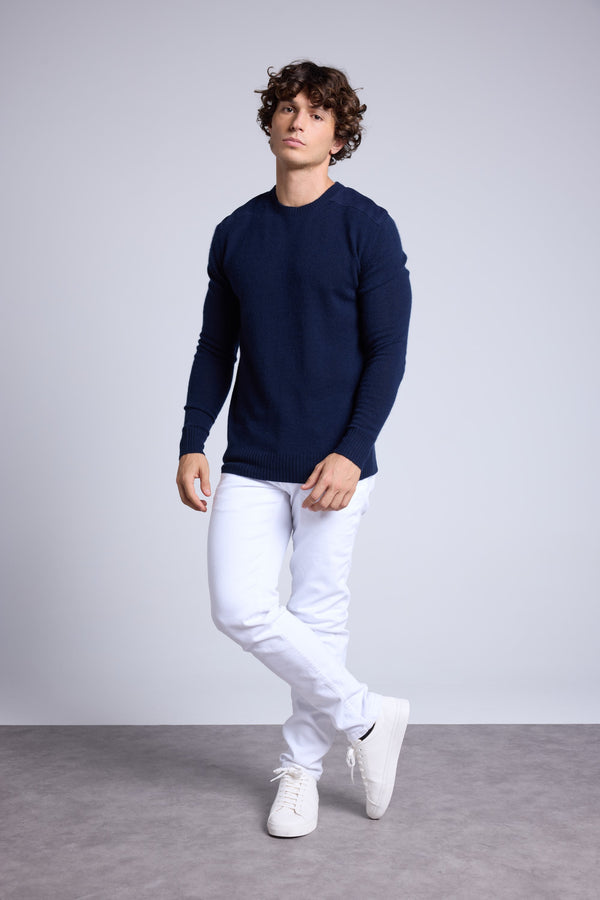 Pull Col Rond A Insert Effet Daim Philippe