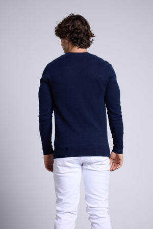 Pull Col Rond A Insert Effet Daim Philippe