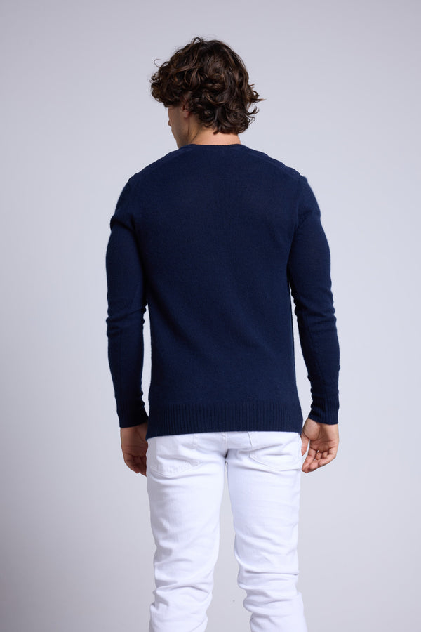 Pull Col Rond A Insert Effet Daim Philippe