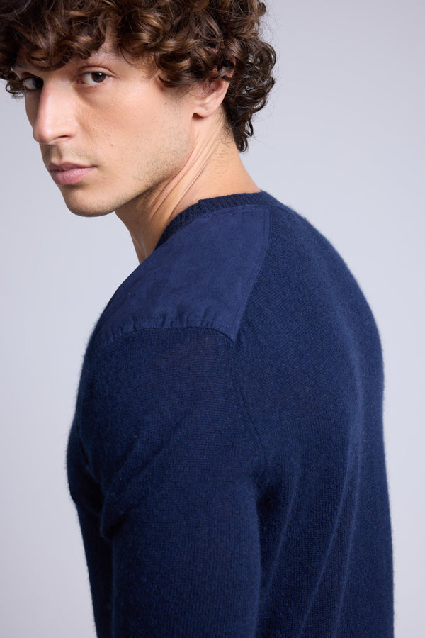 Pull Col Rond A Insert Effet Daim Philippe