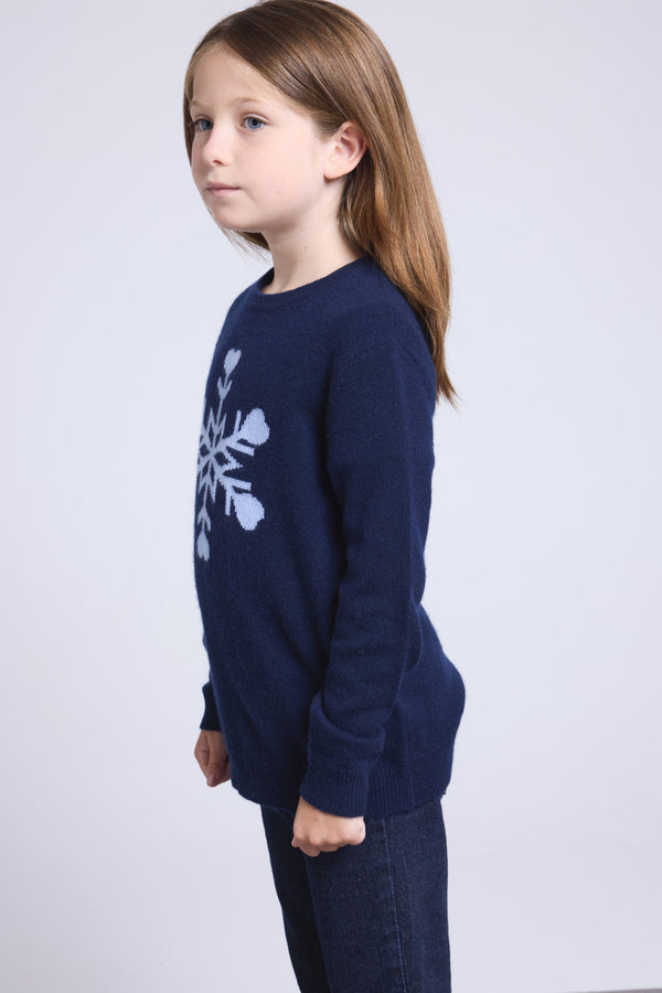 Pull Col Rond Gros Flocon Poirot Fille