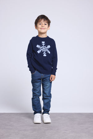 Pull Col Rond Gros Flocon Poirot