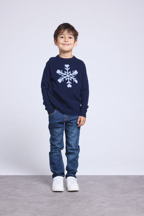 Pull Col Rond Gros Flocon Poirot