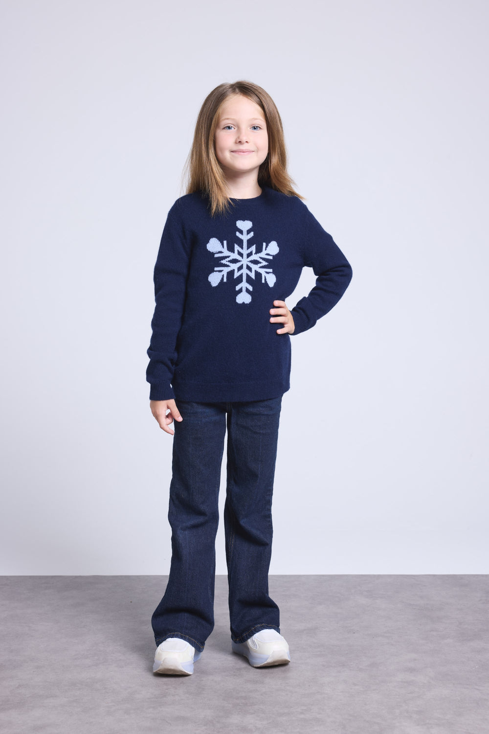 Pull Col Rond Gros Flocon Poirot Fille