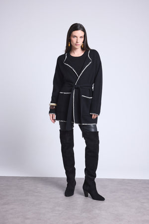 Veste Longue Bordures Contrastees Smeralda