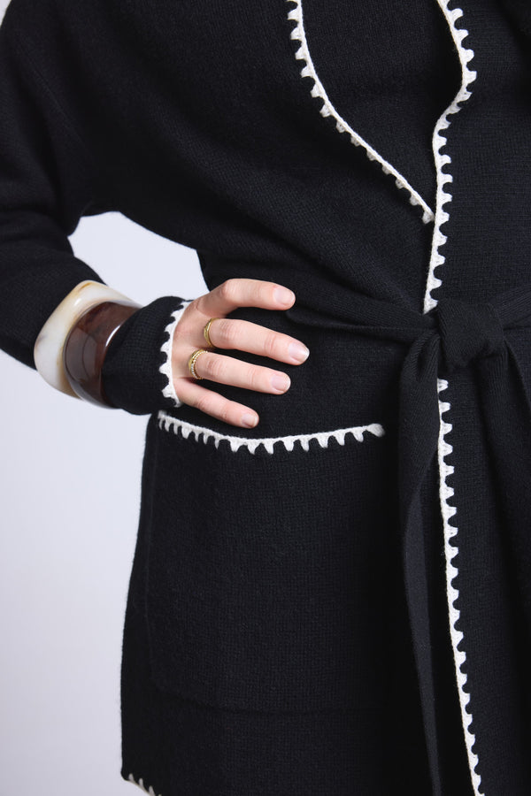 Veste Longue Bordures Contrastees Smeralda