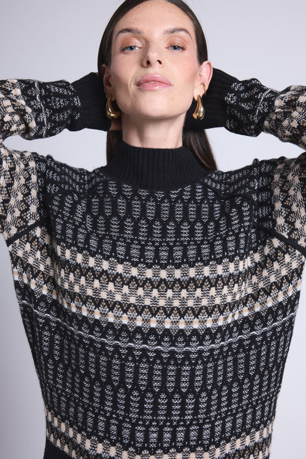 Pull Col Montant Textures Tibby