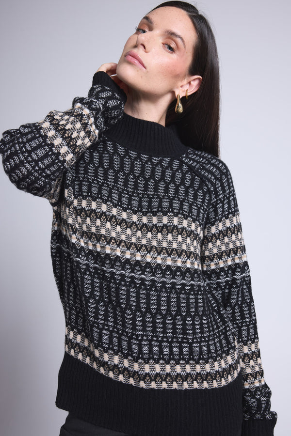 Pull Col Montant Textures Tibby