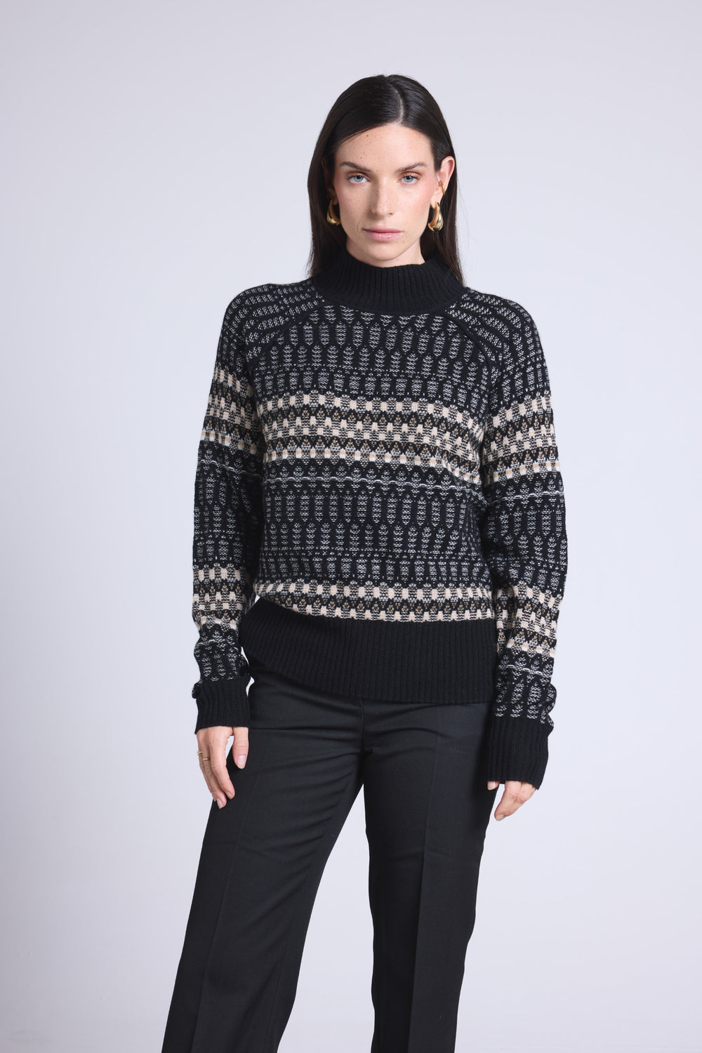 Pull Col Montant Textures Tibby