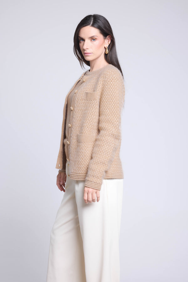 CARDIGAN BIJOUX CACHEMIRE BROSSE - AGUILA