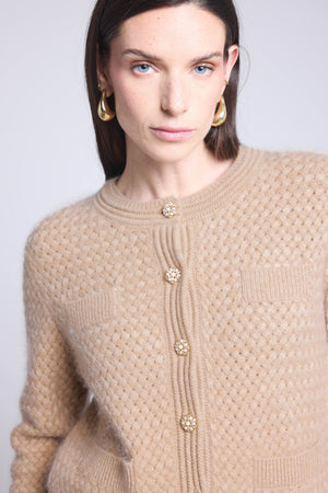 CARDIGAN BIJOUX CACHEMIRE BROSSE - AGUILA