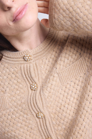 CARDIGAN BIJOUX CACHEMIRE BROSSE - AGUILA