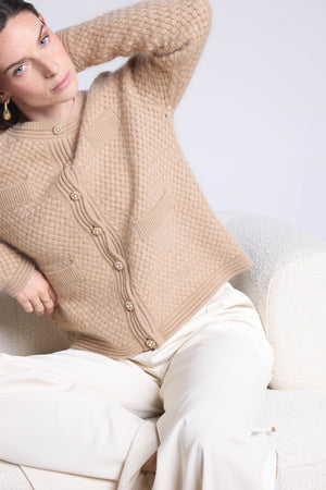 CARDIGAN BIJOUX CACHEMIRE BROSSE - AGUILA