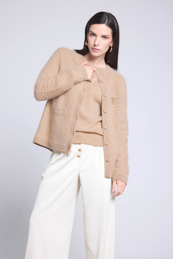 CARDIGAN BIJOUX CACHEMIRE BROSSE - AGUILA