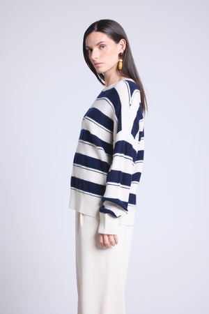 PULL COL ROND TEXTURE A RAYURES - BRIDGET