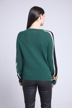 PULL COL V BANDES NOIRES ET BLANCHES - COLINE