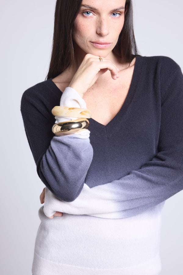 PULL COL V DIP DYE - EBENE