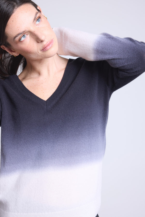 PULL COL V DIP DYE - EBENE