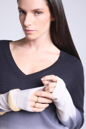 PULL COL V DIP DYE - EBENE