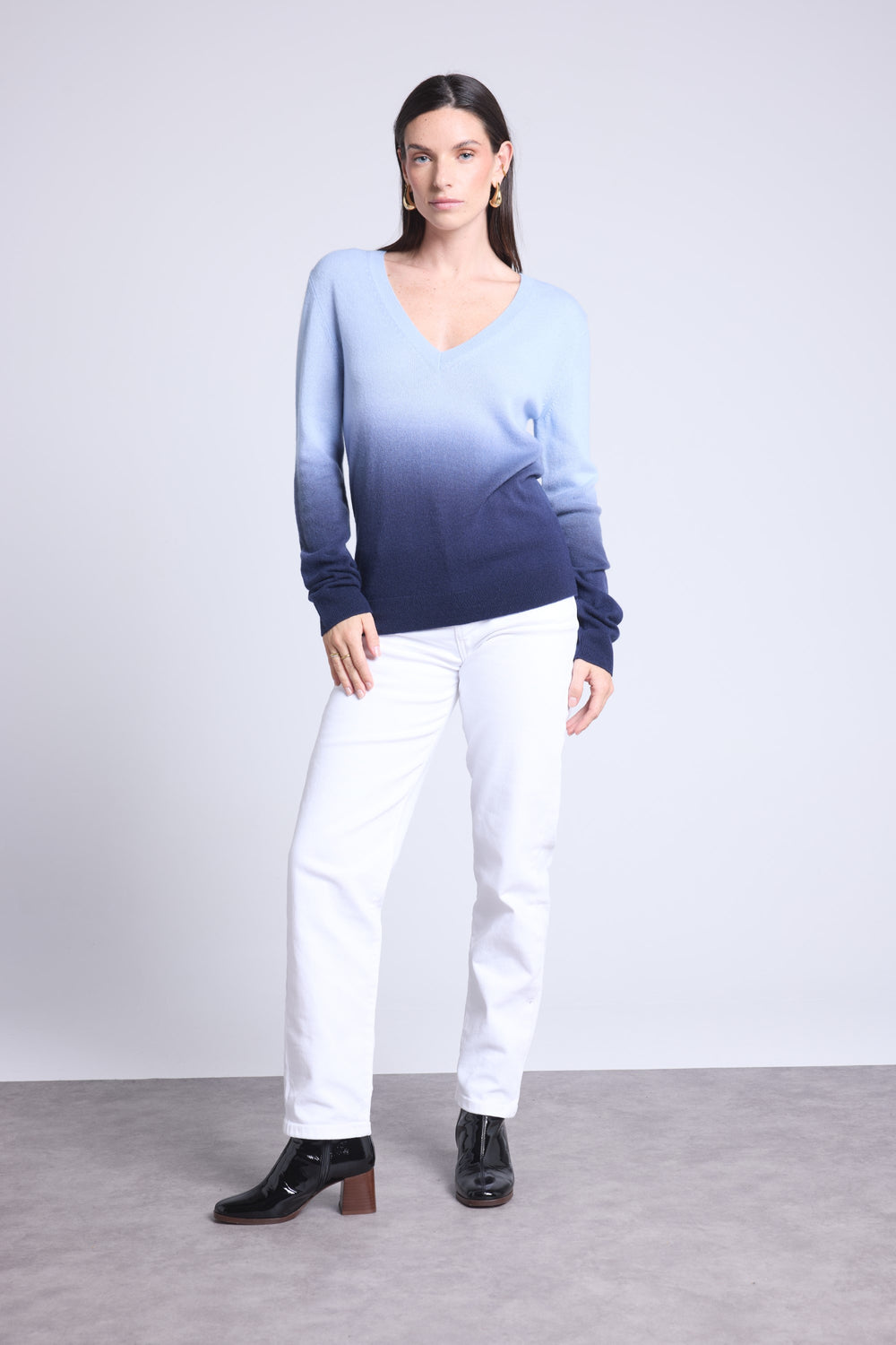 PULL COL V DIP DYE - EBENE